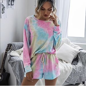 New! Soft 2pc Rainbow Tie Dye Lounge Set